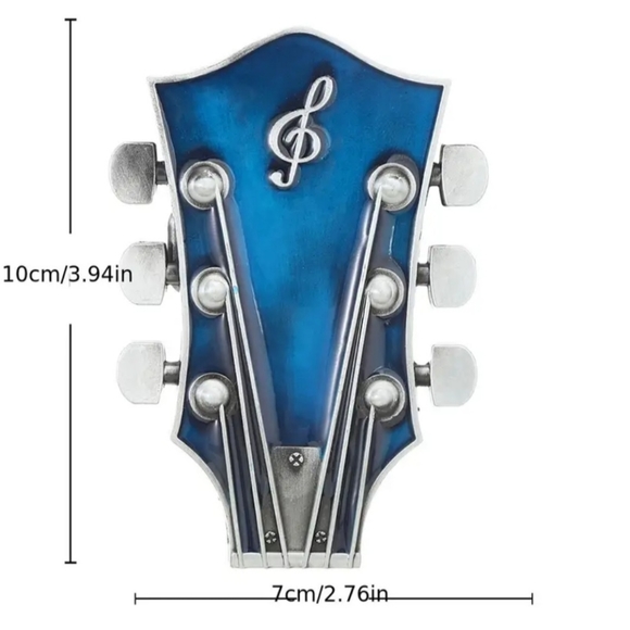 New Blue Guitar musician belt buckle approx. 4" inches fits 1.5 belt buckle - Picture 3 of 4